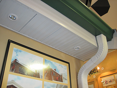 Completed Fascia Ceiling, Gutter and Gutter down-pipe. Completed Fascia Ceiling, Gutter and Gutter down-pipe.